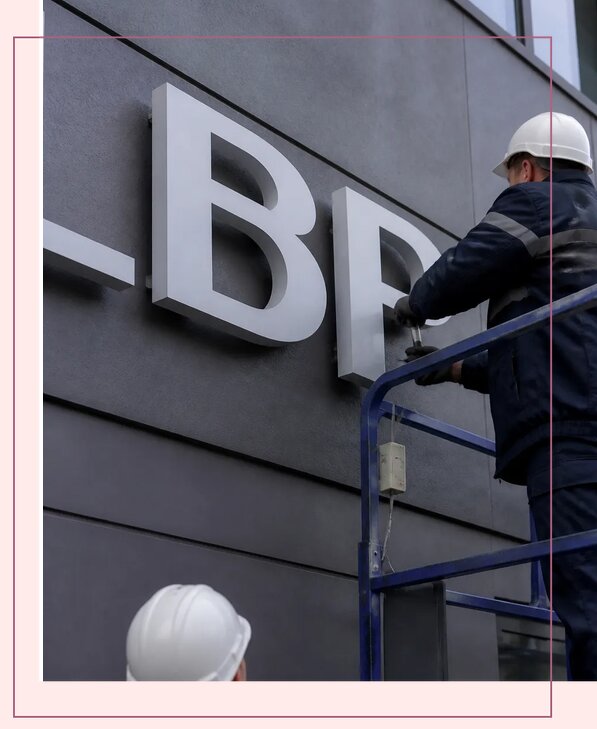 Изготовление и монтаж наружных букв на подложке в Волгодонске